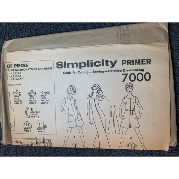 Simplicity Primer 7000 Pattern Jumper Suit Sewing Size 12 1970s uncut - Picture 1 of 4